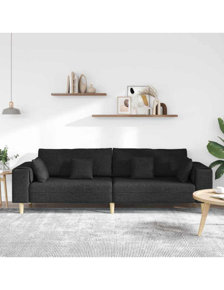 Divano con cuscino Nero 250 x 77 x 76 cm Tessuto