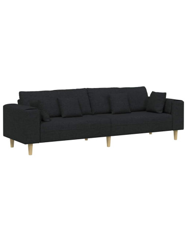 Divano con cuscino Nero 250 x 77 x 76 cm Tessuto