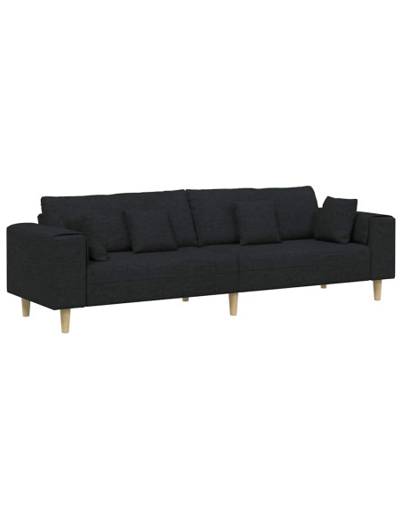 Divano con cuscino Nero 250 x 77 x 76 cm Tessuto
