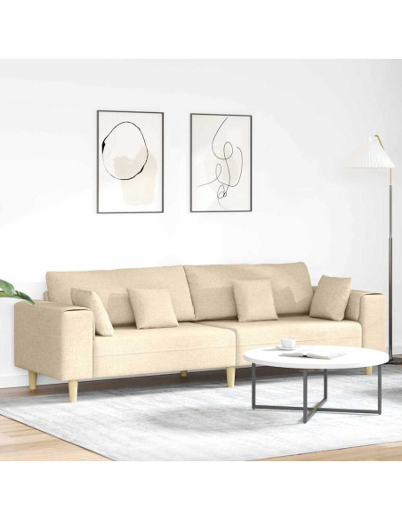 Divano con cuscino Crema 250 x 77 x 76 cm Tessuto