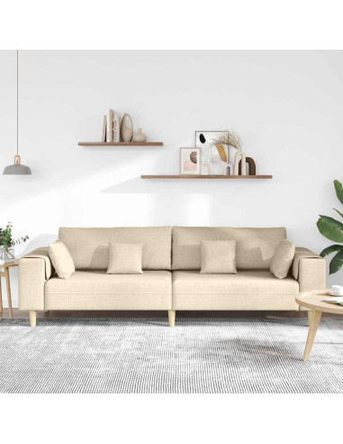 Divano con cuscino Crema 250 x 77 x 76 cm Tessuto