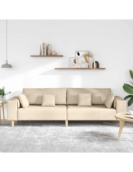 Divano con cuscino Crema 250 x 77 x 76 cm Tessuto