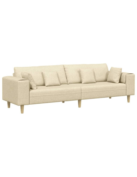 Divano con cuscino Crema 250 x 77 x 76 cm Tessuto