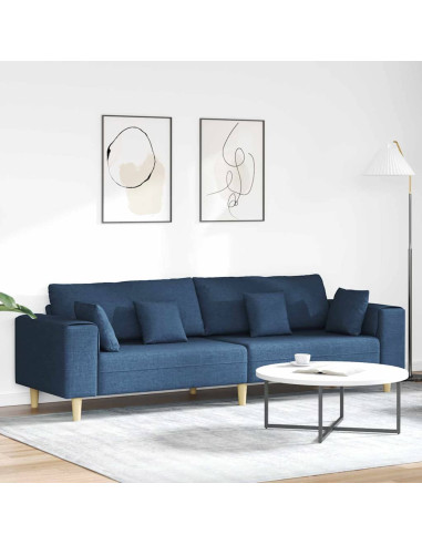 Divano con cuscino Blu 250 x 77 x 76 cm Tessuto