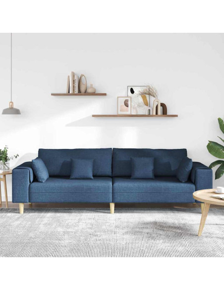 Divano con cuscino Blu 250 x 77 x 76 cm Tessuto