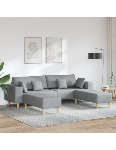 Divano con cuscino 3 pcs Grigio chiaro Tessuto