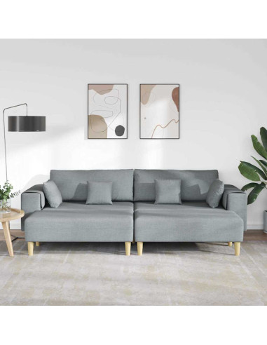 Divano con cuscino 3 pcs Grigio chiaro Tessuto