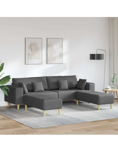Divano con cuscino 3 pcs Grigio scuro Tessuto