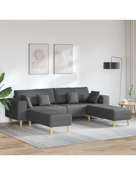 Divano con cuscino 3 pcs Grigio scuro Tessuto