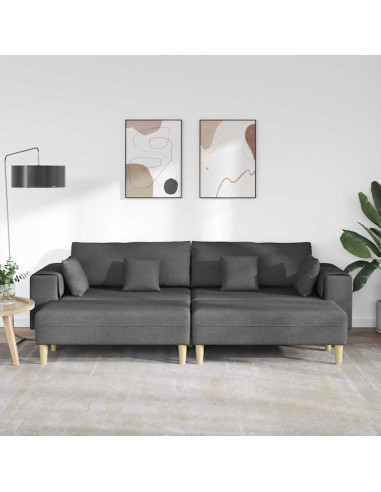 Divano con cuscino 3 pcs Grigio scuro Tessuto