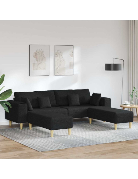 Divano con cuscino 3 pcs Nero Tessuto