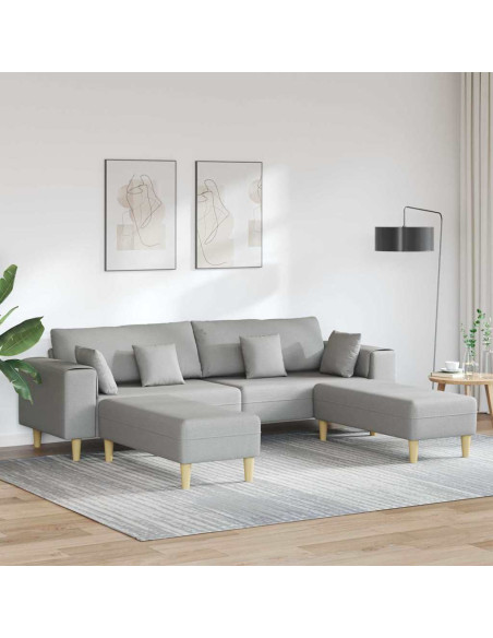 Divano con cuscino 3 pcs Grigio Nuvola Tessuto
