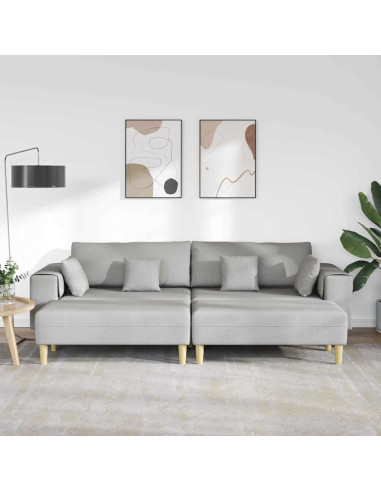 Divano con cuscino 3 pcs Grigio Nuvola Tessuto