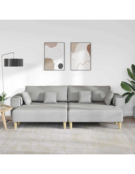Divano con cuscino 3 pcs Grigio Nuvola Tessuto
