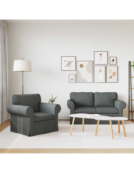 Divano 2 pcs Grigio scuro