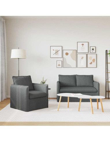 Divano 2 pcs Grigio scuro