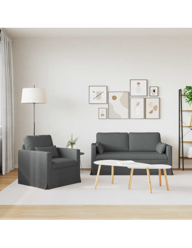Divano 2 pcs Grigio scuro