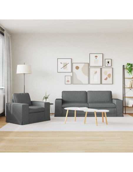 Divano 2 pcs Grigio scuro