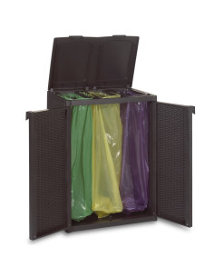 Pattumiera con 2 Ante Nera 65x45x88 cm in PP