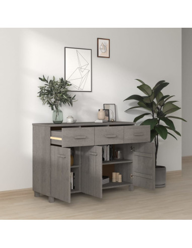 Credenza HAMAR Grigio Chiaro 113x40x80cm Legno Massello di Pino