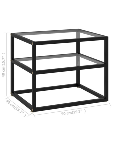 Tavolo Consolle Trasparente 50x40x40 cm in Vetro Temperato