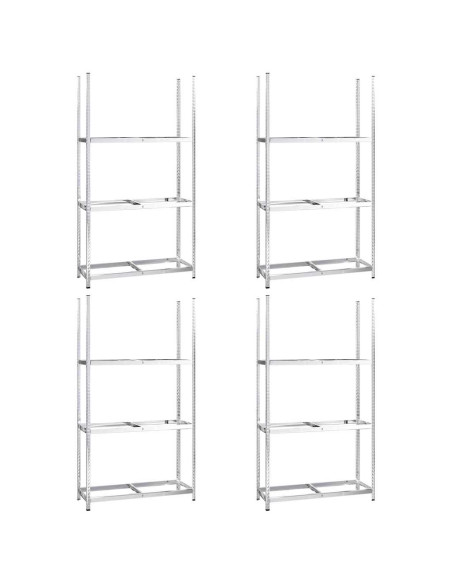 Portapneumatici a 3 Strati 4 pz Argento 110x40x200cm in Acciaio