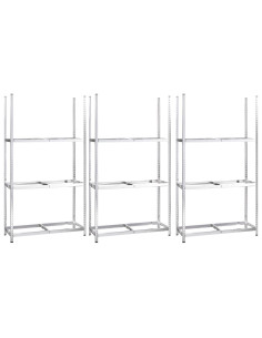 Portapneumatici a 3 Strati 3 pz Argento 110x40x200cm in Acciaio 2