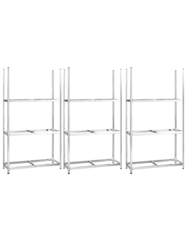 Portapneumatici a 3 Strati 3 pz Argento 110x40x200cm in Acciaio