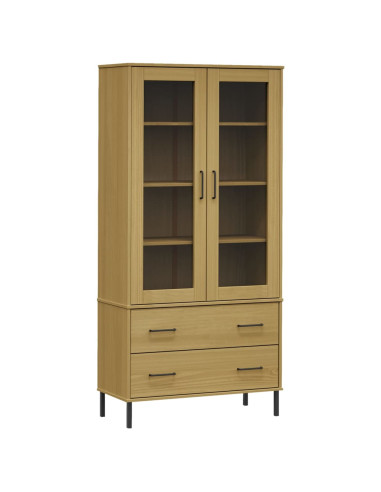 Libreria con Gambe Metallo Marrone 85x35x172,5 cm Massello OSLO