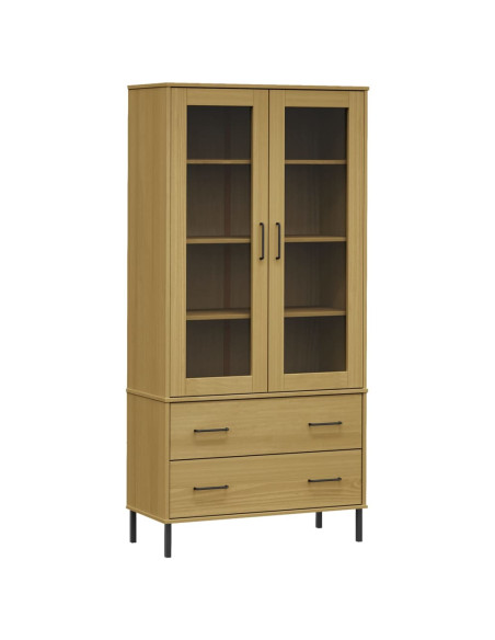 Libreria con Gambe Metallo Marrone 85x35x172,5 cm Massello OSLO