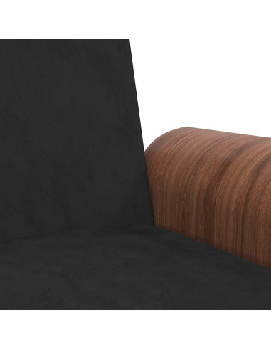 Divano Letto con Portabicchieri in Velluto Nero