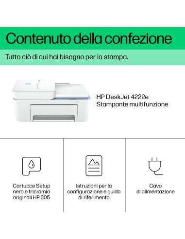 HP DeskJet 4222e Wireless All-in-One Colore Stampante, Instant Ink Fotocopiatrice, scanner