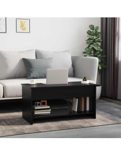 Tavolino da Salotto Nero 102x50x52,5 cm in Legno Multistrato 2