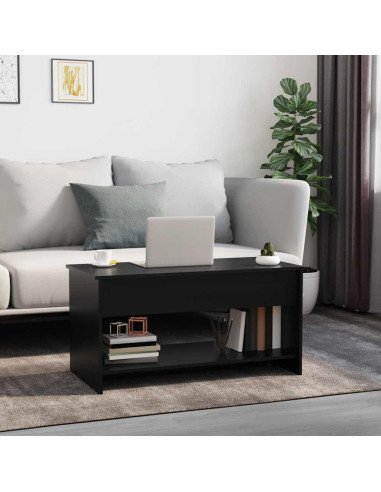 Tavolino da Salotto Nero 102x50x52,5 cm in Legno Multistrato