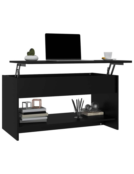 Tavolino da Salotto Nero 102x50x52,5 cm in Legno Multistrato