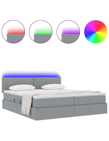 Letto con testiera Grigio chiaro 200 x 200 cm Tessuto