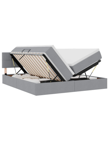 Letto con testiera Grigio chiaro 200 x 200 cm Tessuto