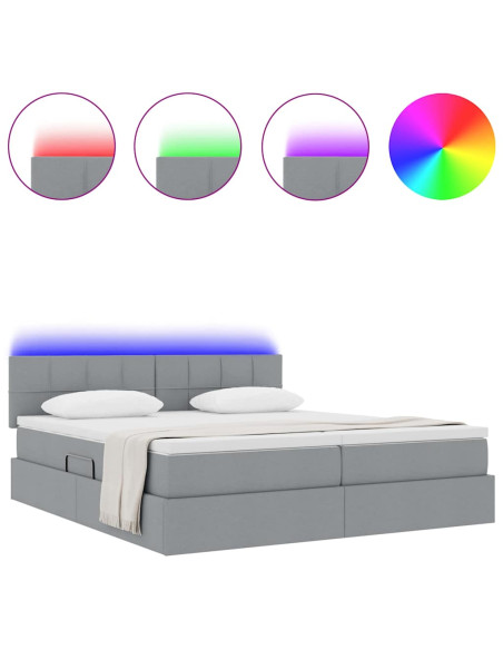 Letto con testiera Grigio chiaro 200 x 200 cm Tessuto