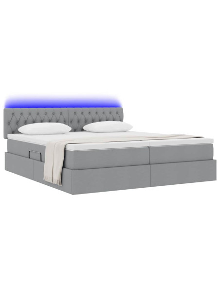 Letto con testiera Grigio chiaro 200 x 200 cm Tessuto