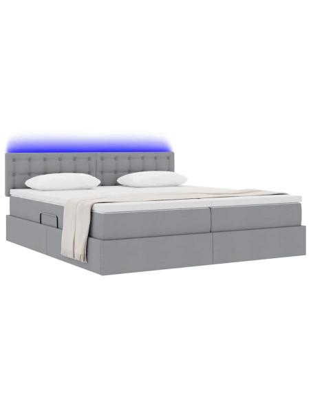 Letto con testiera Grigio chiaro 200 x 200 cm Tessuto