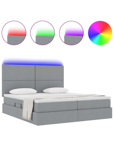 Letto con testiera Grigio chiaro 200 x 200 cm Tessuto
