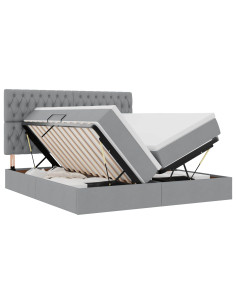 Letto con testiera Grigio chiaro 200 x 200 cm Tessuto 2