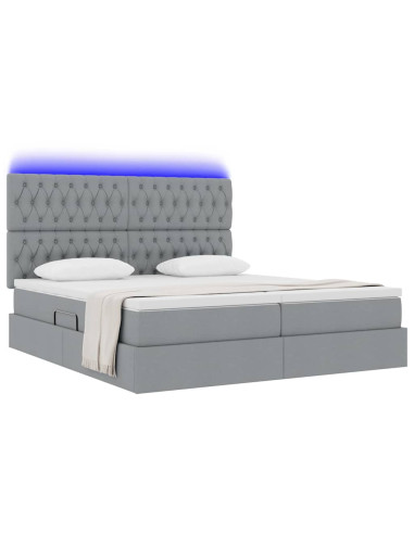 Letto con testiera Grigio chiaro 200 x 200 cm Tessuto