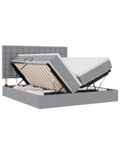 Letto con testiera Grigio chiaro 200 x 200 cm Tessuto 2