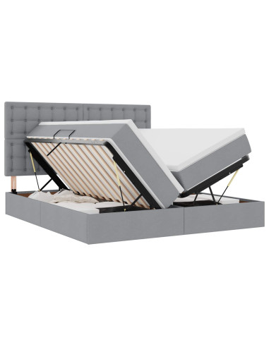 Letto con testiera Grigio chiaro 200 x 200 cm Tessuto