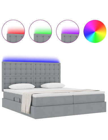 Letto con testiera Grigio chiaro 200 x 200 cm Tessuto