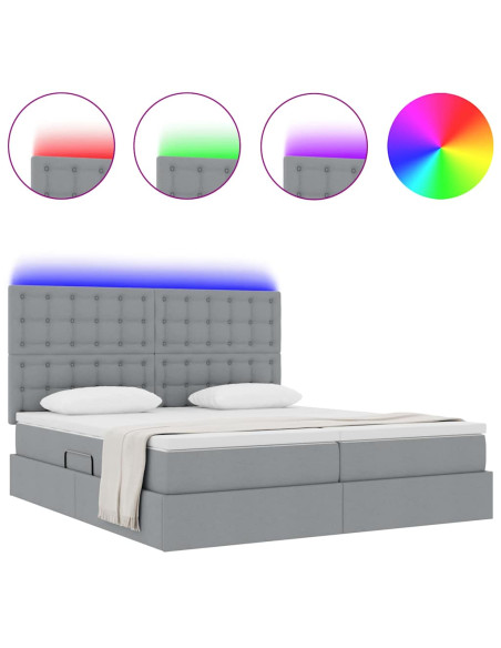 Letto con testiera Grigio chiaro 200 x 200 cm Tessuto