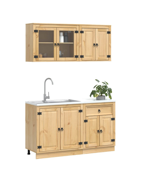 Armadietto con lo scaffale con porta 4 pcs Miele Pino massello
