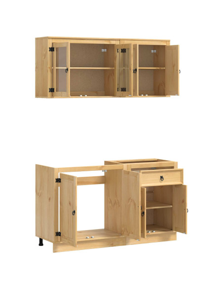 Armadietto con lo scaffale con porta 4 pcs Miele Pino massello