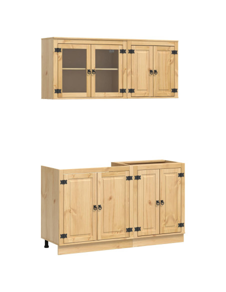 Armadietto con lo scaffale con porta 4 pcs Miele Pino massello